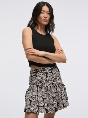 🌿2/$25 • Reitmans Pineapple Print Ruffles Hem Mini Skirt